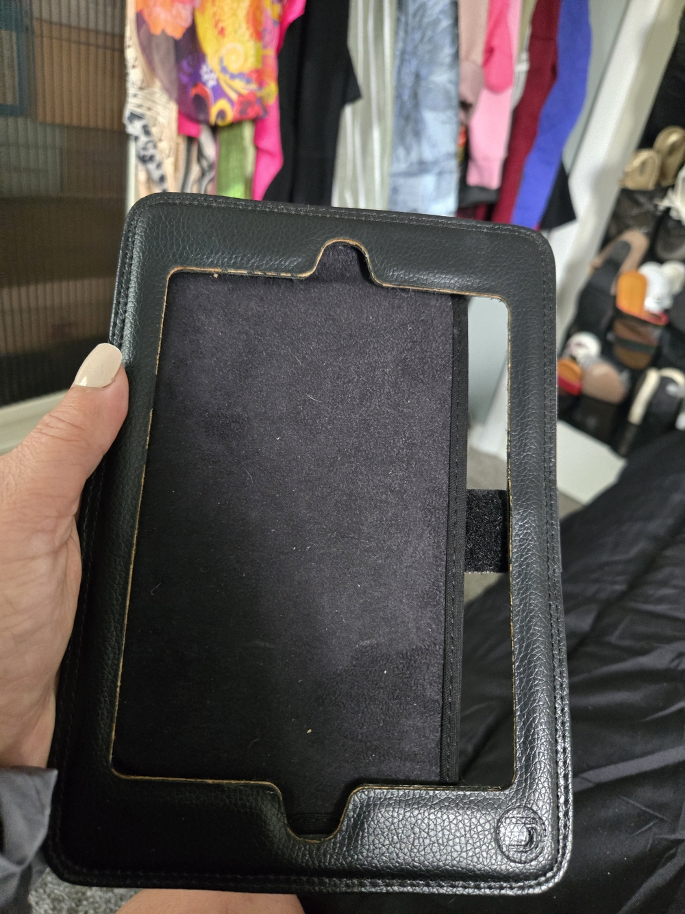 Leather Tablet Folio Case - Black